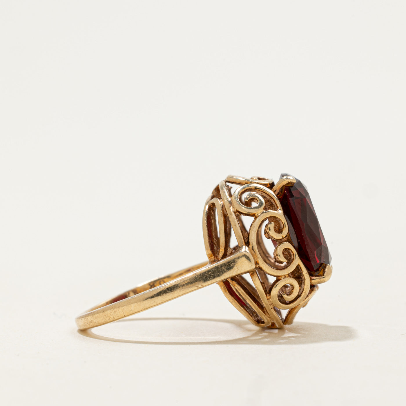 10k Synthetic Ruby Openwork Cocktail Ring | 4.7ct | SZ 5.5