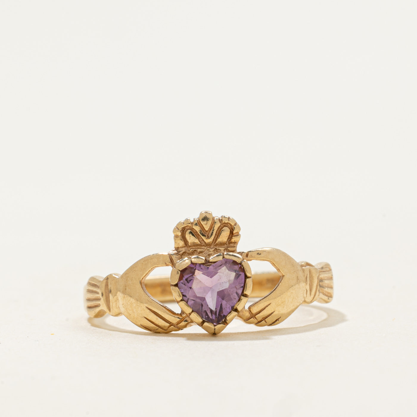 10k Amethyst Claddagh Ring | 0.35 ct | SZ 7.5