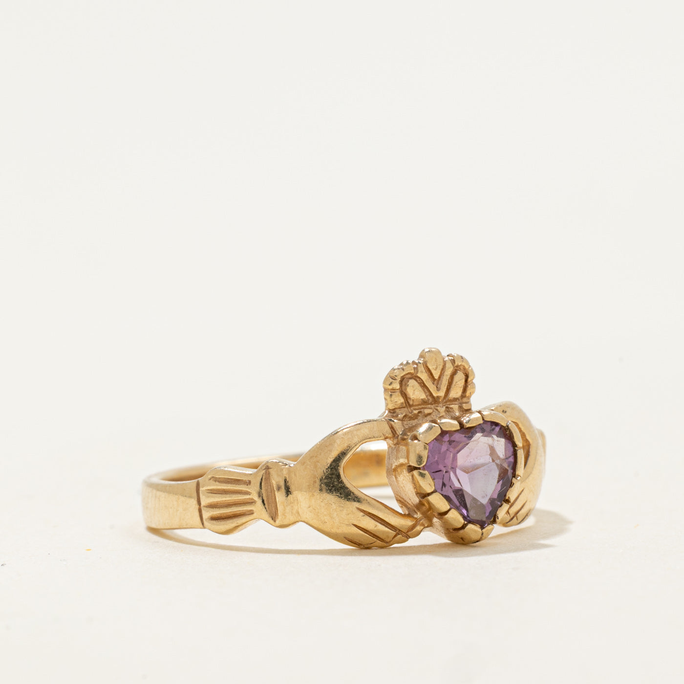 10k Amethyst Claddagh Ring | 0.35 ct | SZ 7.5