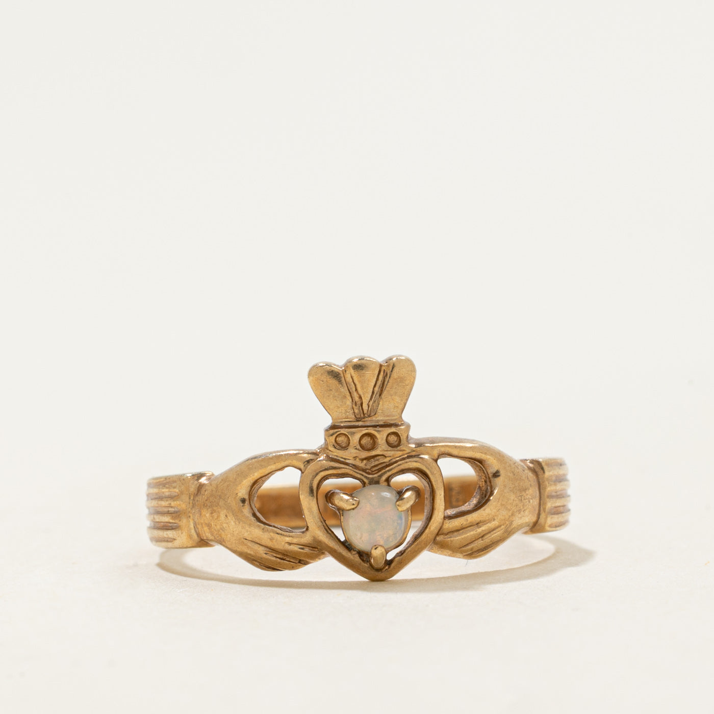 10k Opal Claddagh Ring | 0.08 ct | SZ 7