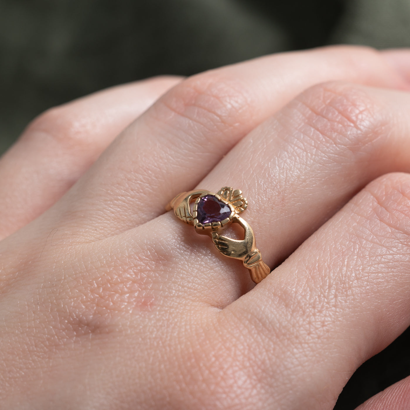 10k Amethyst Claddagh Ring | 0.35 ct | SZ 7.5