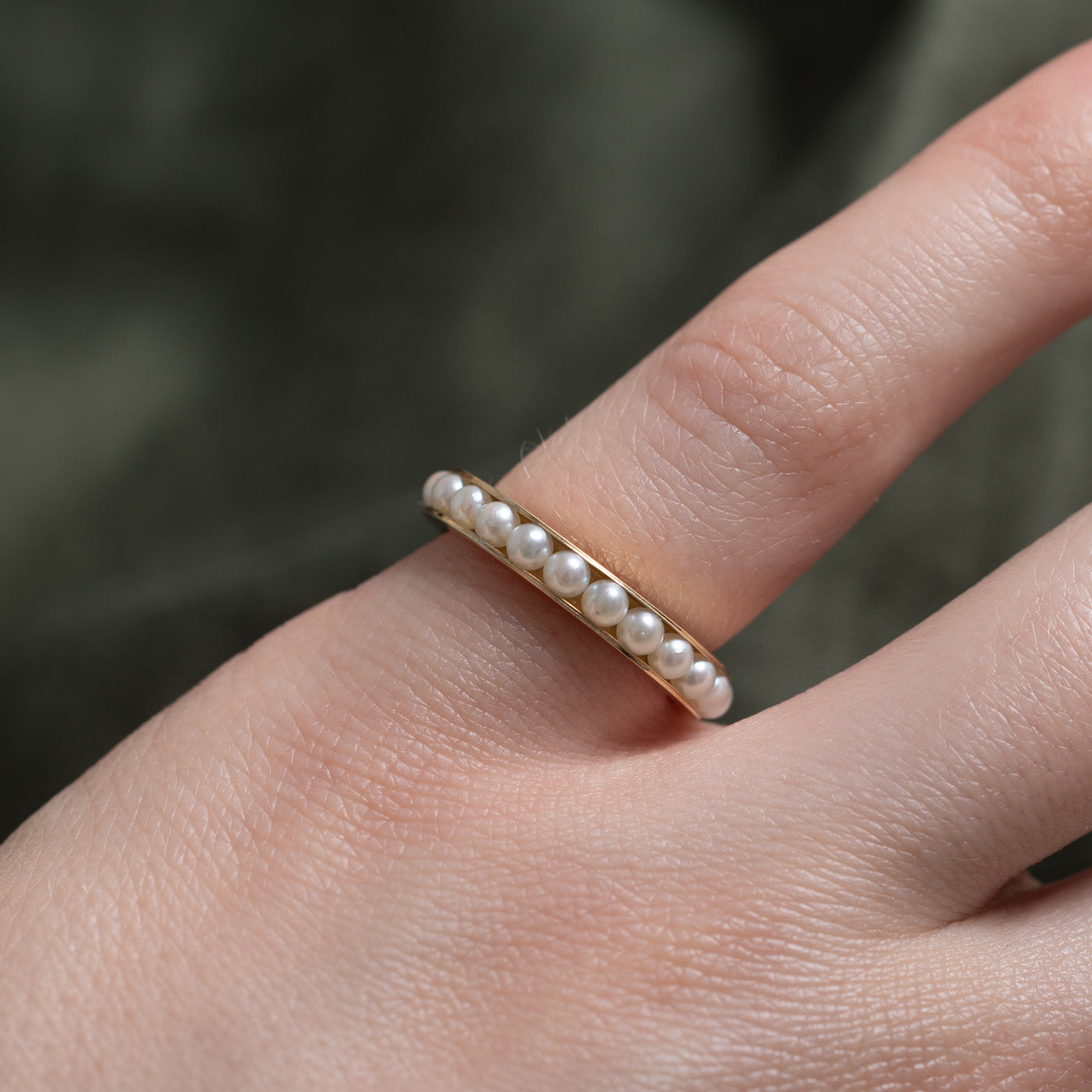 14k Pearl Eternity Band | SZ 4.25