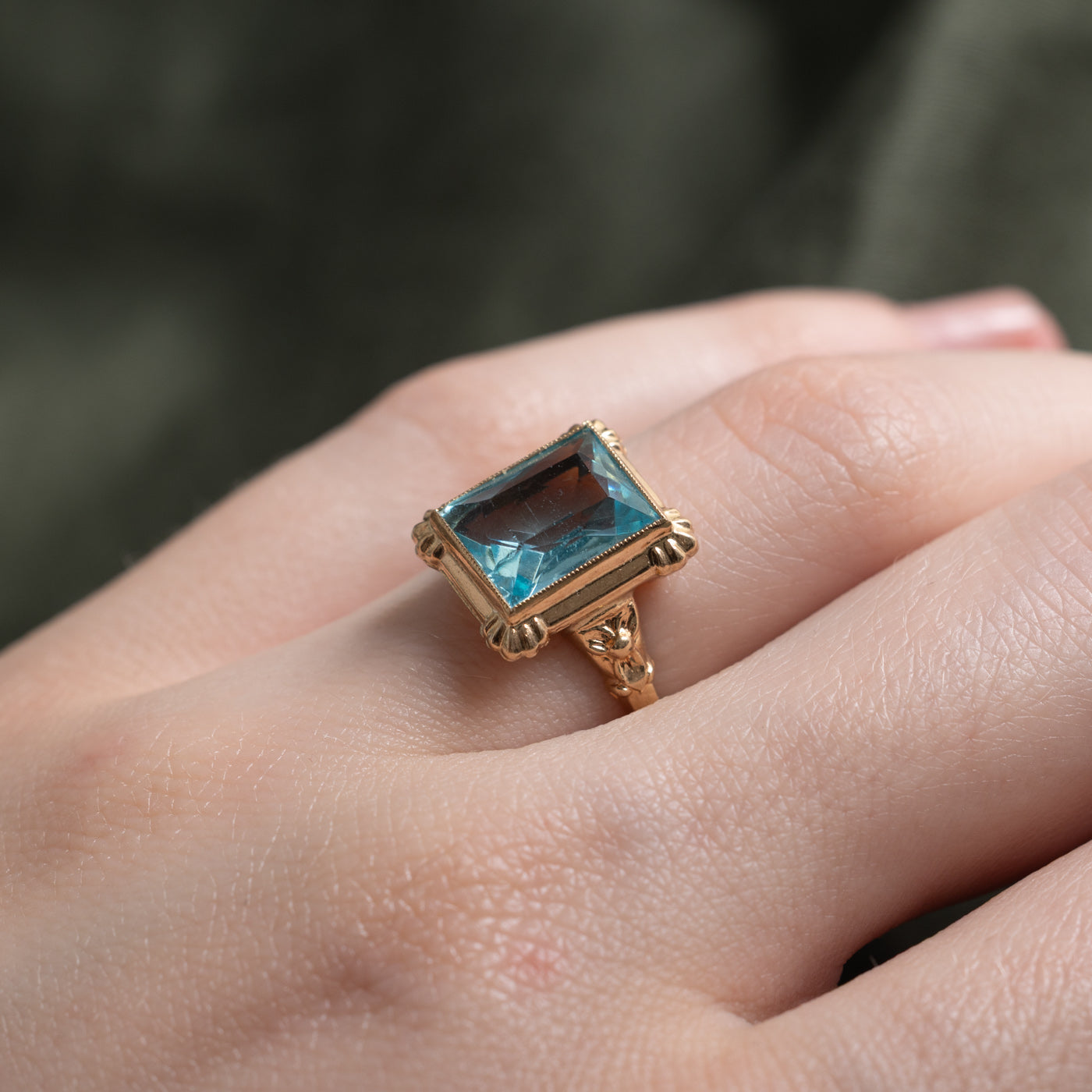 14k Scissor Cut Glass Ring | 2.34ct | SZ 5