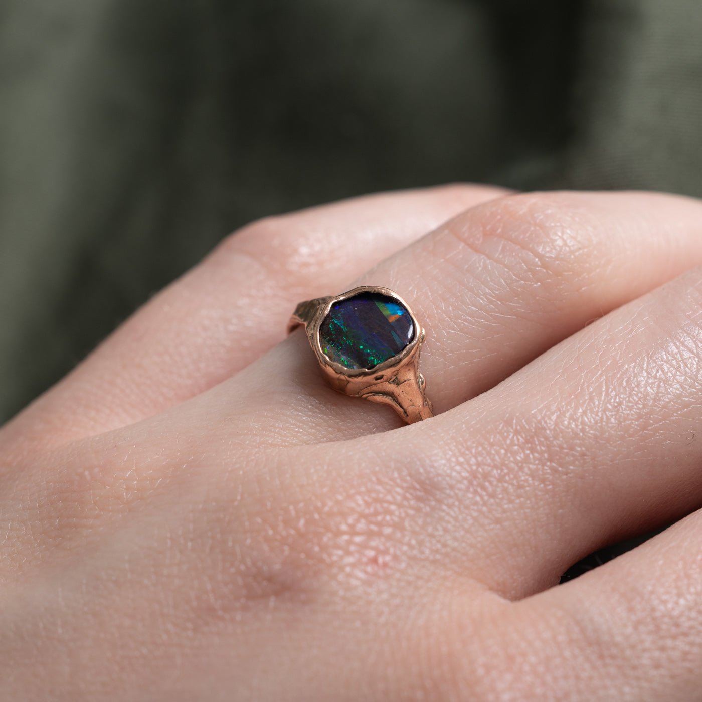 10k Opal Organic Boulder Ring | 0.8ct | SZ 5.75
