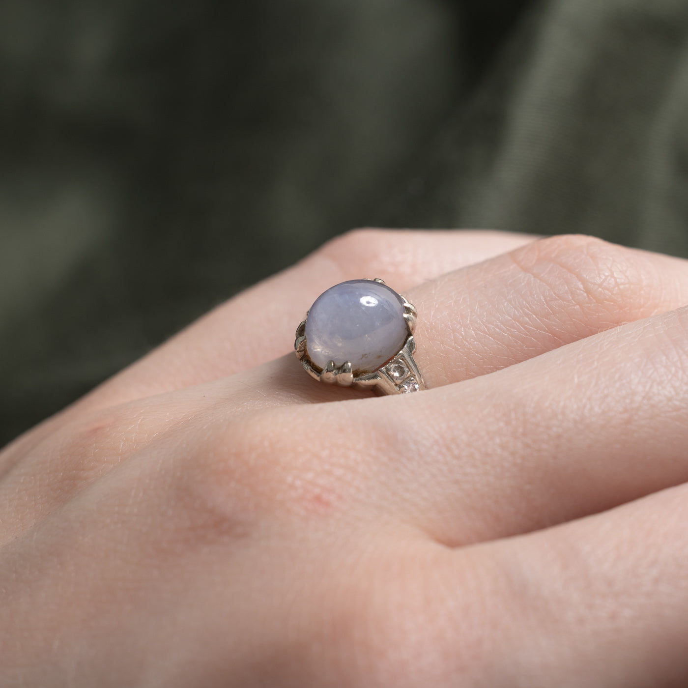 14k Lavender Star Sapphire & Diamond Ring | 6.6ct, 0.06ctw | SZ 5.75