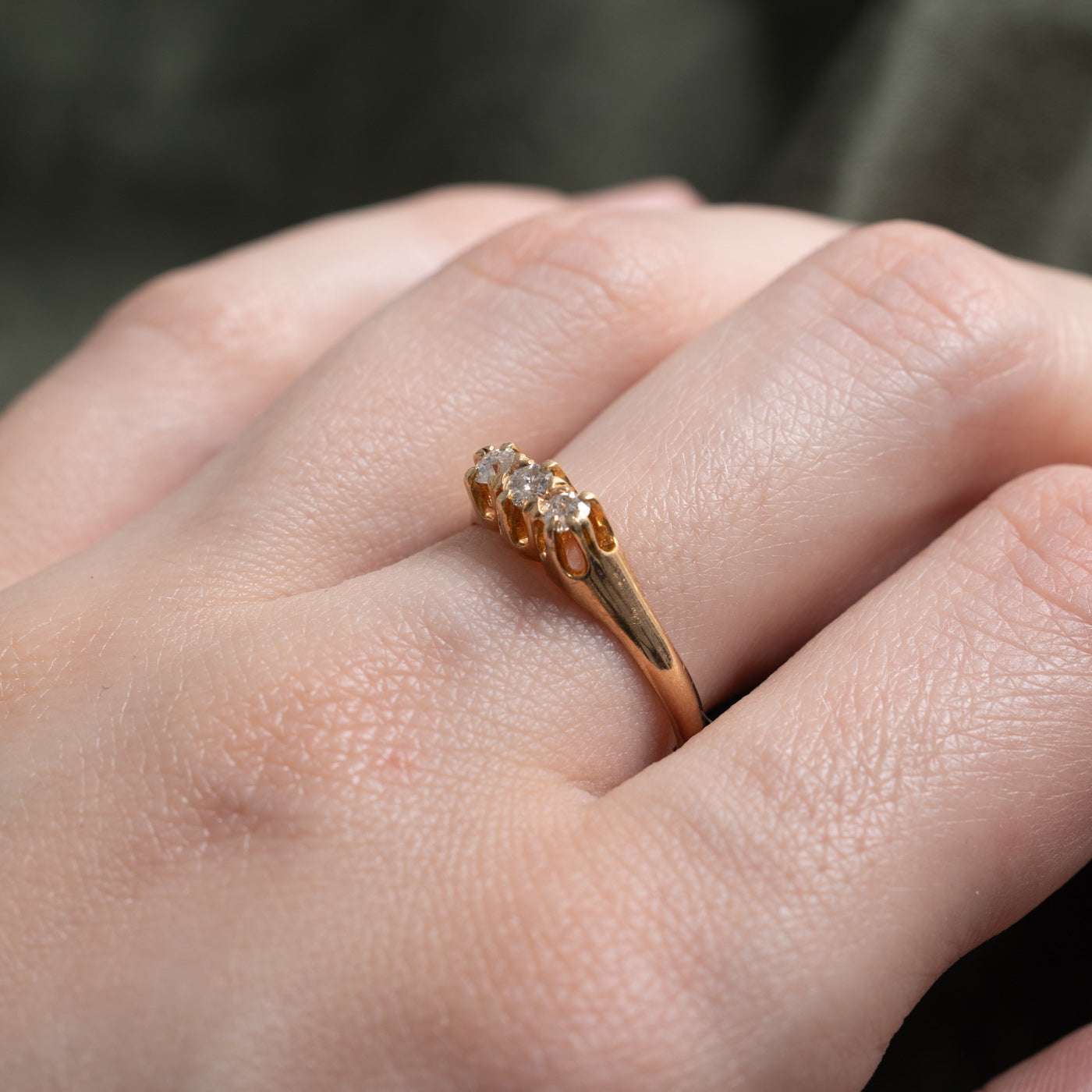 Antique Belcher Set Three Stone Old European Diamond Ring | 0.3ctw | SZ 7