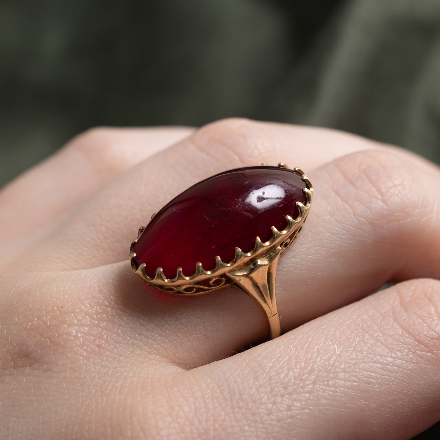 Antique Paste Cabochon Ring | 20ct | SZ 6.5