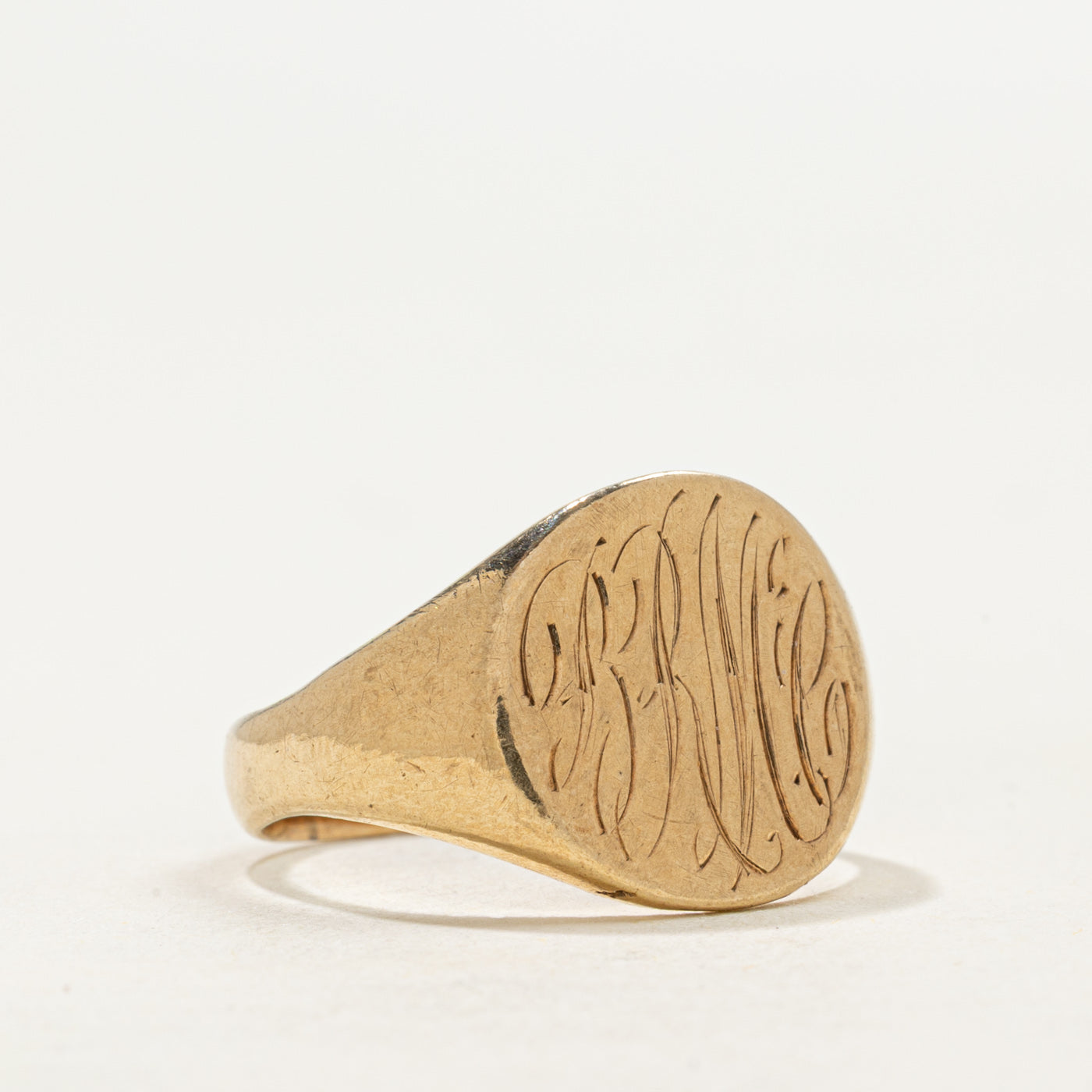 Bague chevalière initiale « BRMcC » Dublin 9K 1964 | Taille 7,25