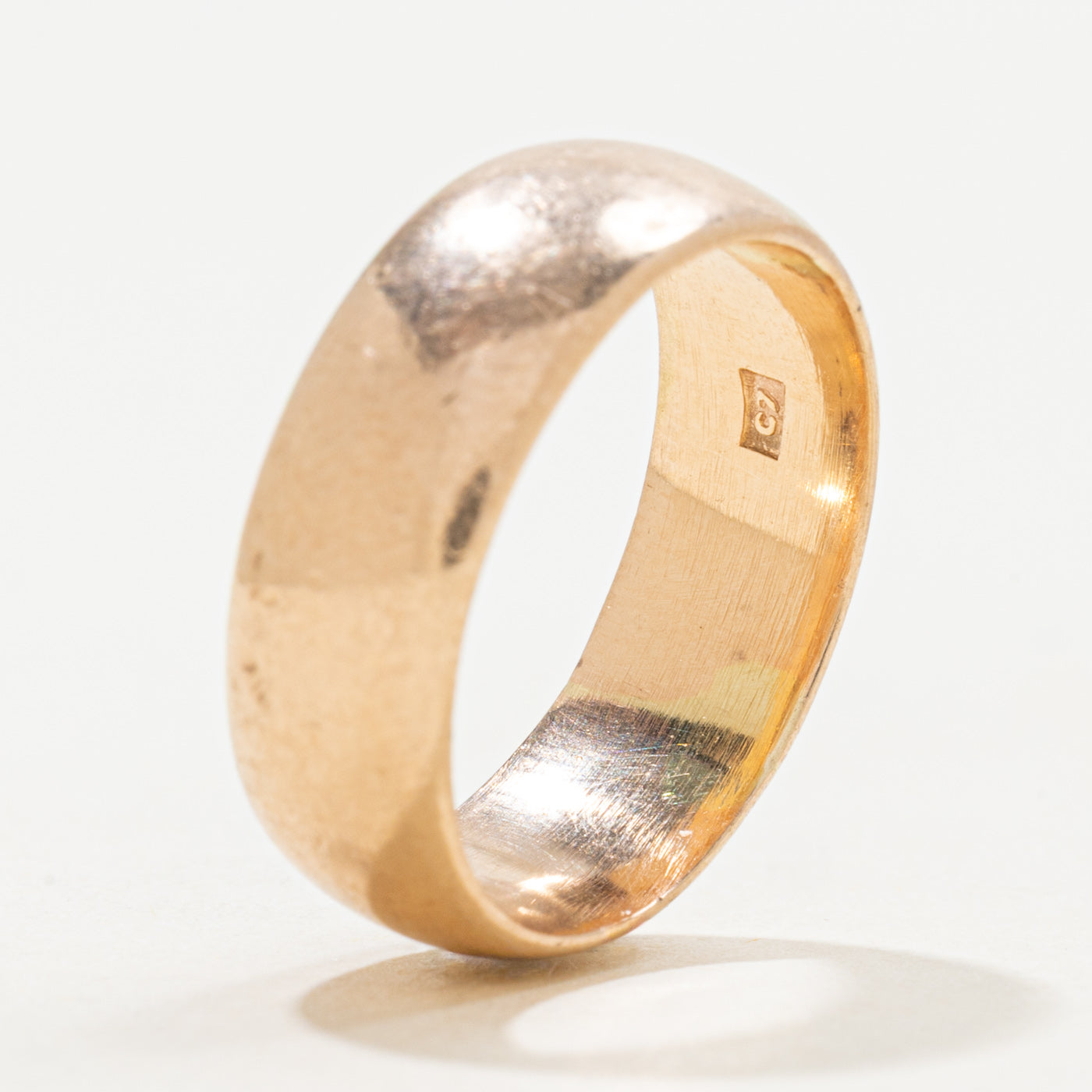 Vintage Soviet Hallmarked 14k Rose Gold Band | 6.65mm | SZ 6.75