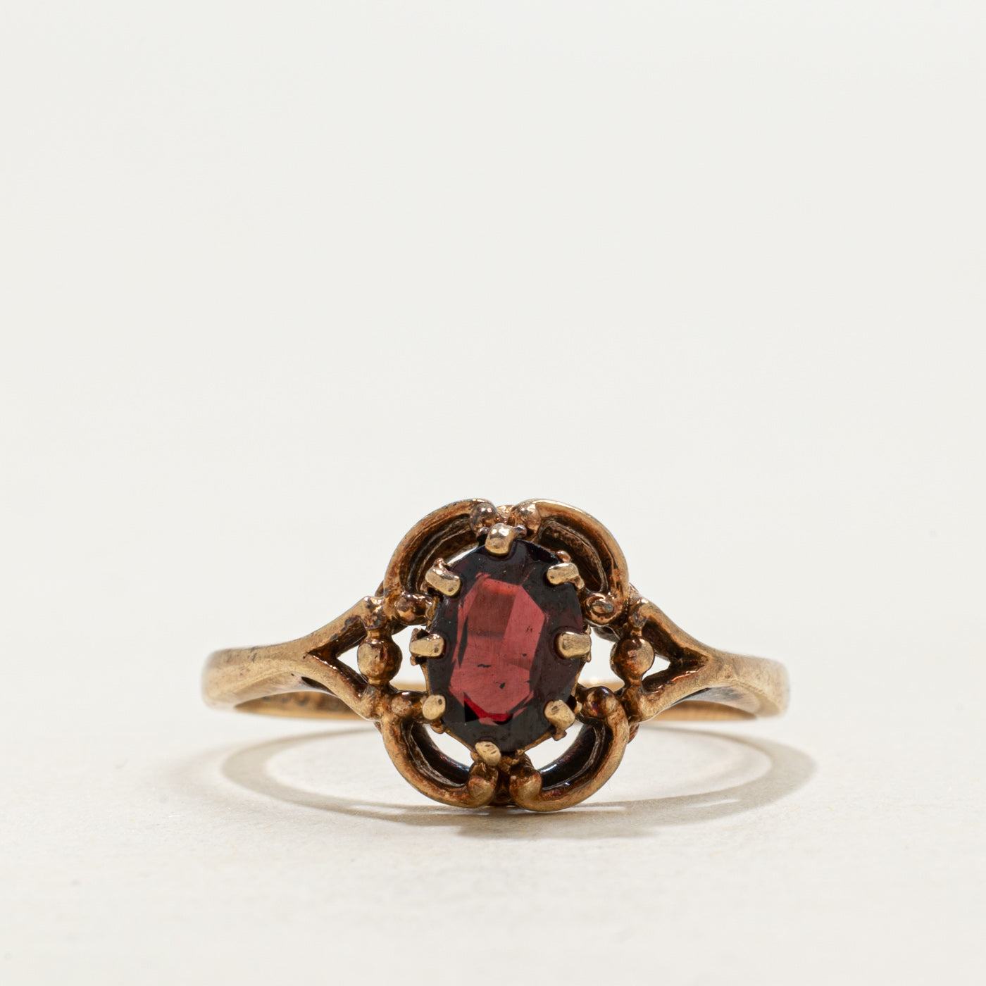 Vintage Canadian 10k Garnet Openwork Ring | 0.60ct | SZ 7.5