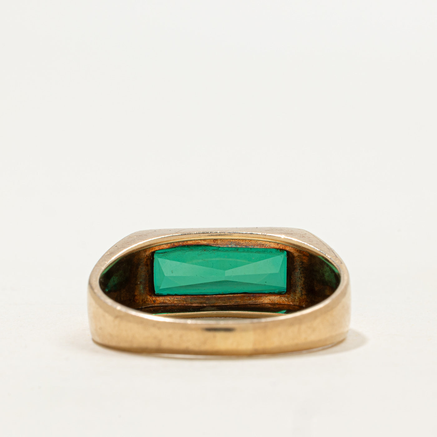 Bague chevalière en verre vert East West de Birks | 2,0 ct | Taille 10,5