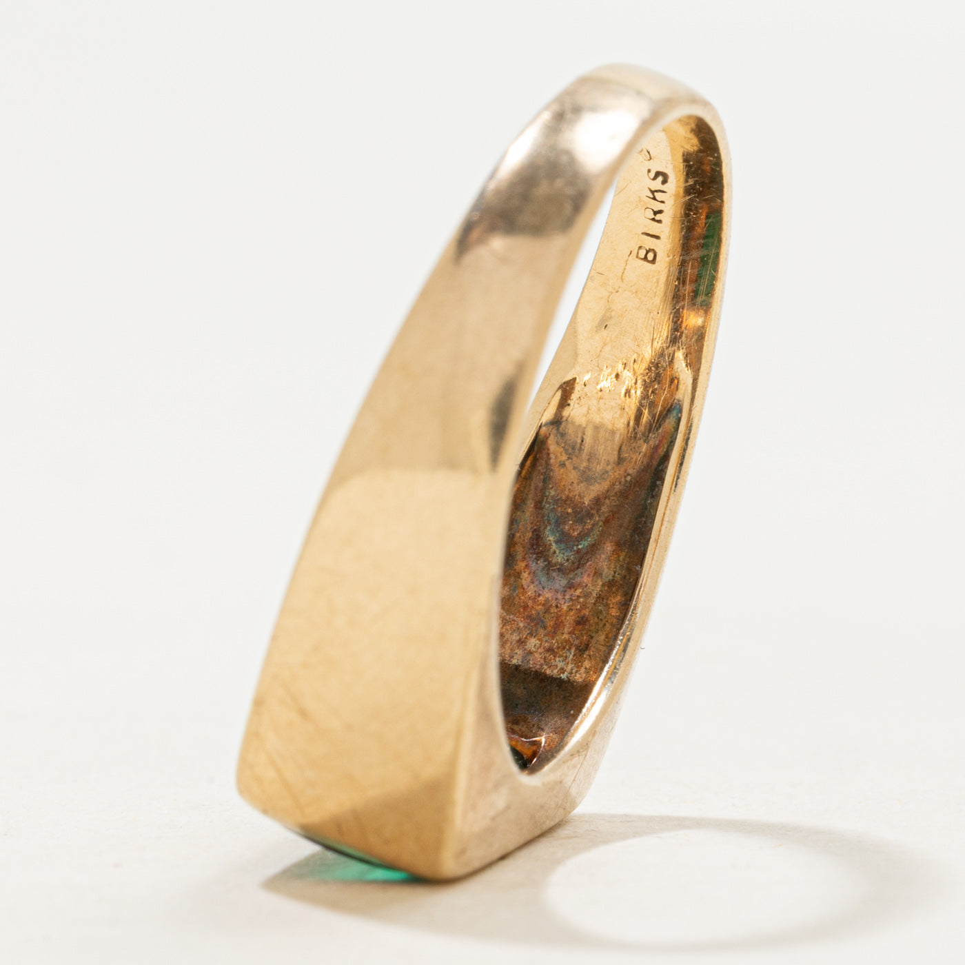 Bague chevalière en verre vert East West de Birks | 2,0 ct | Taille 10,5