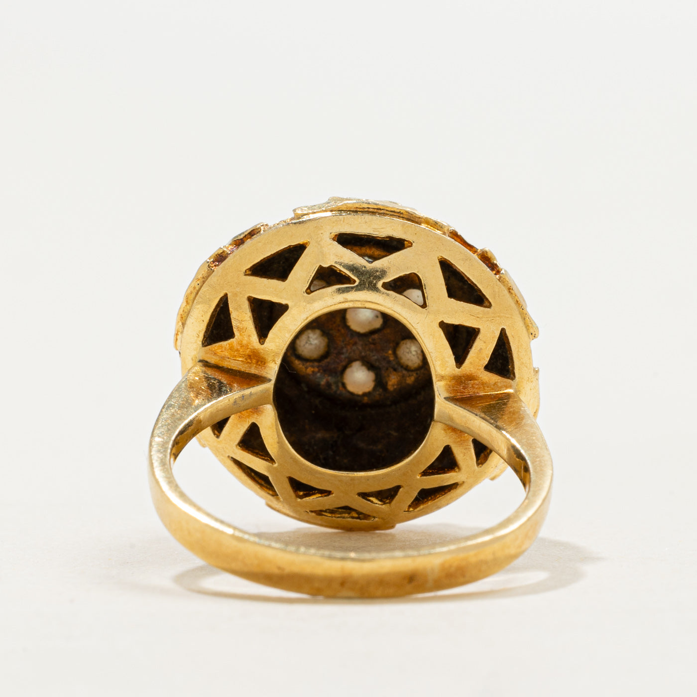 'Birks' 18k Pearl Cluster Textured Cocktail Ring | SZ 5.75