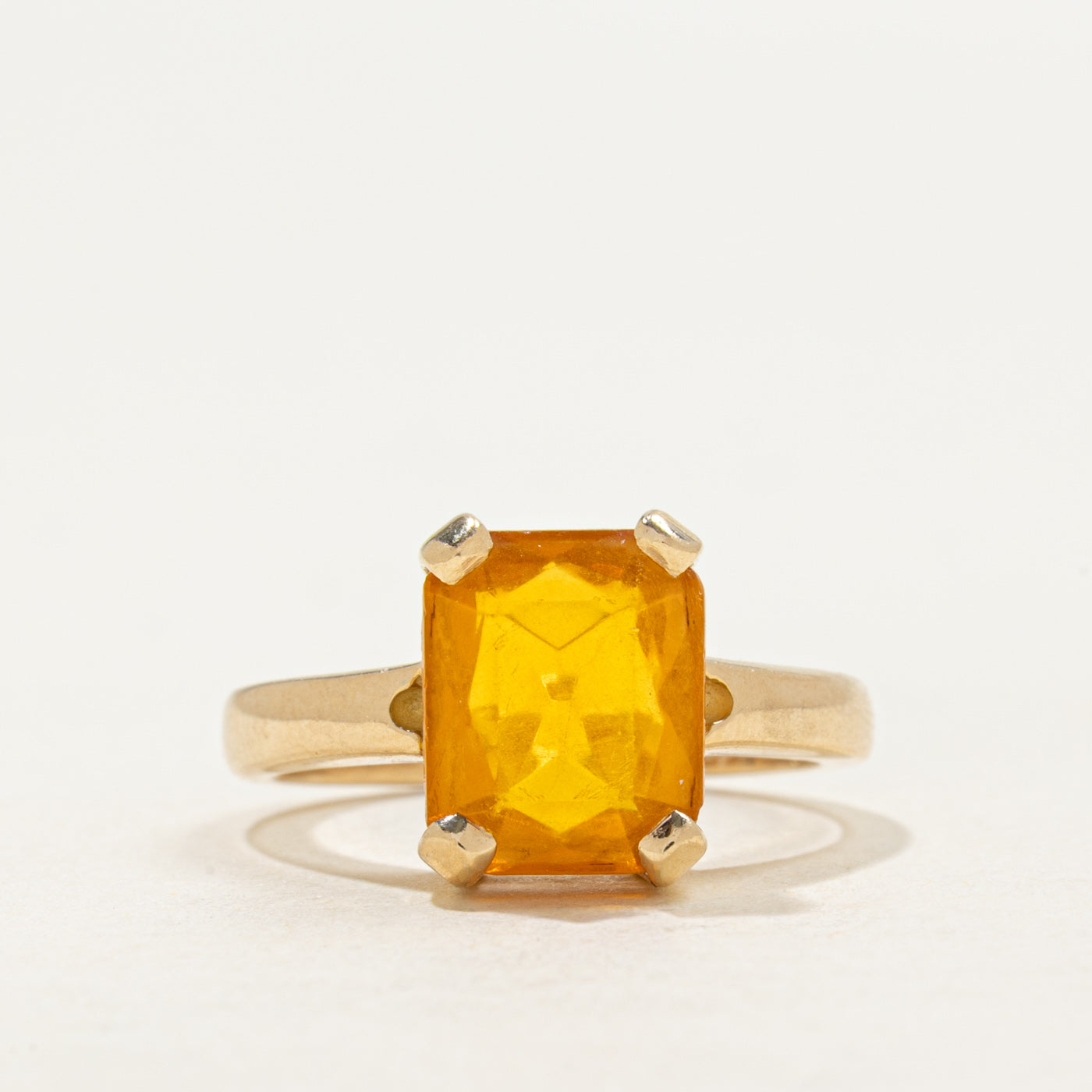 Bague solitaire Birks en verre jaune | 3 ct | Taille 5,5