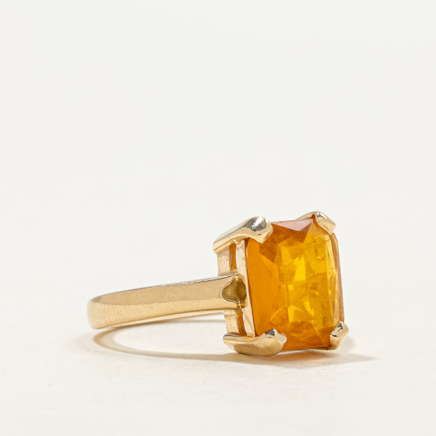 'Birks' Solitaire Yellow Glass Ring | 3ct | S 5.5