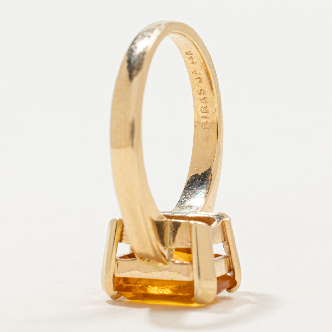 'Birks' Solitaire Yellow Glass Ring | 3ct | S 5.5