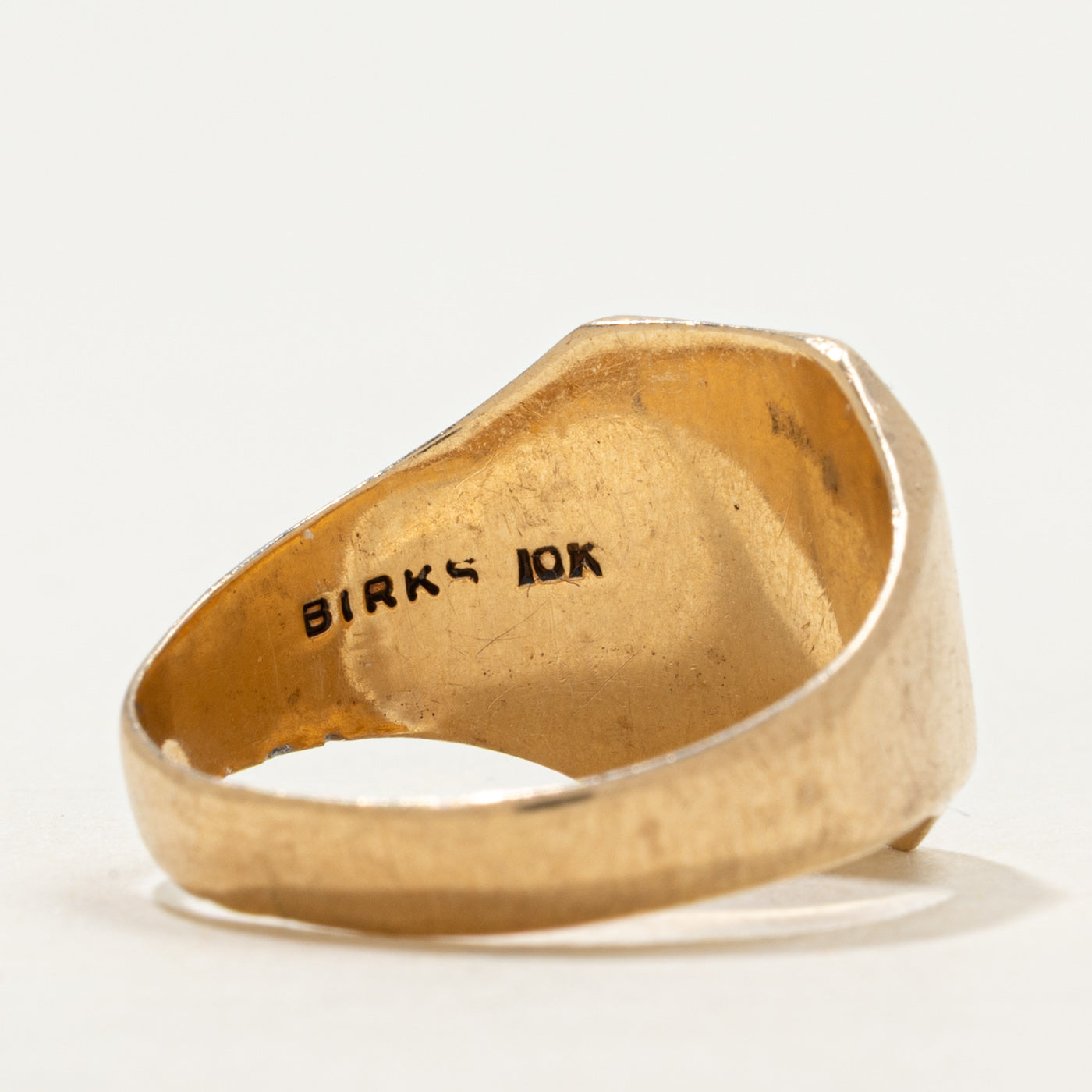 'Birks' 10k Enamel Crest Signet Ring | SZ 8.5