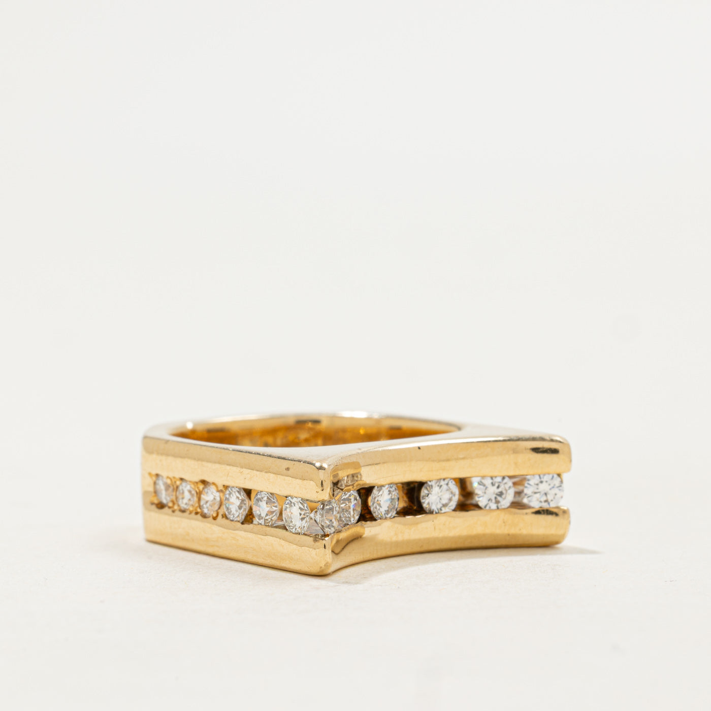 'Birks' 14k Semi Eternity Diamond Curved Ring | 1ctw | SZ 5