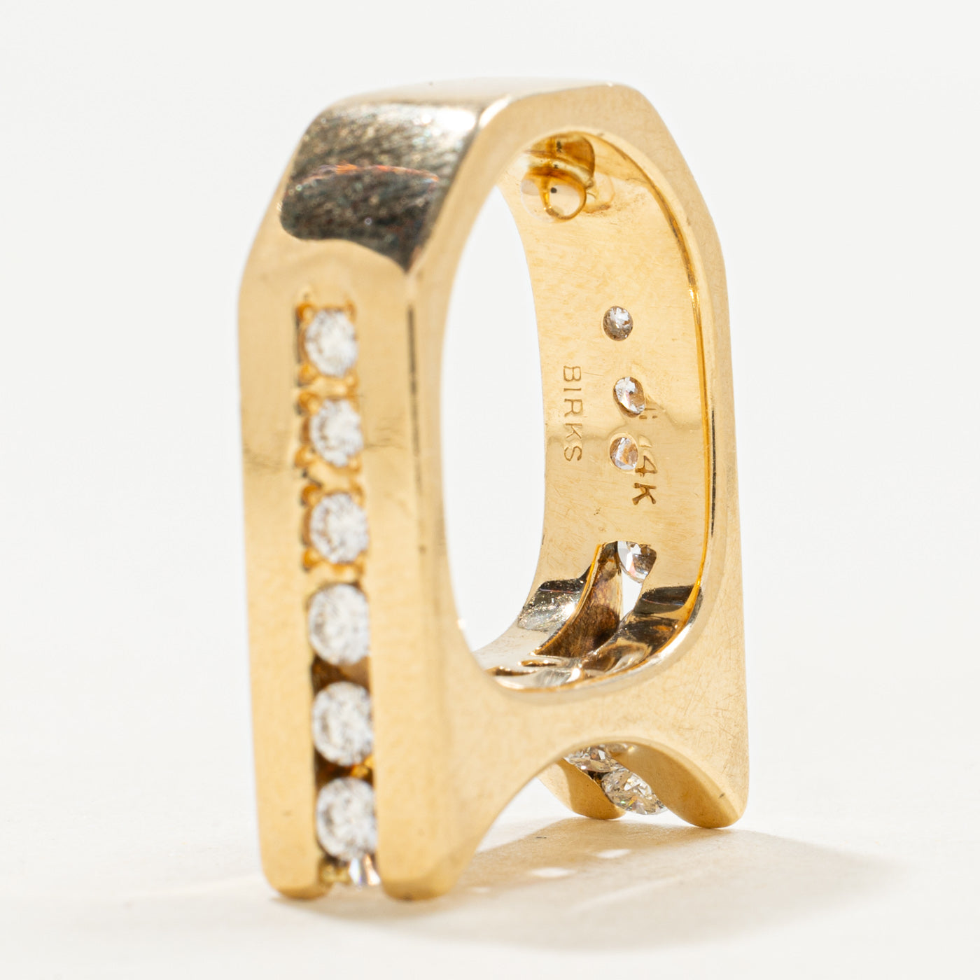 'Birks' 14k Semi Eternity Diamond Curved Ring | 1ctw | SZ 5