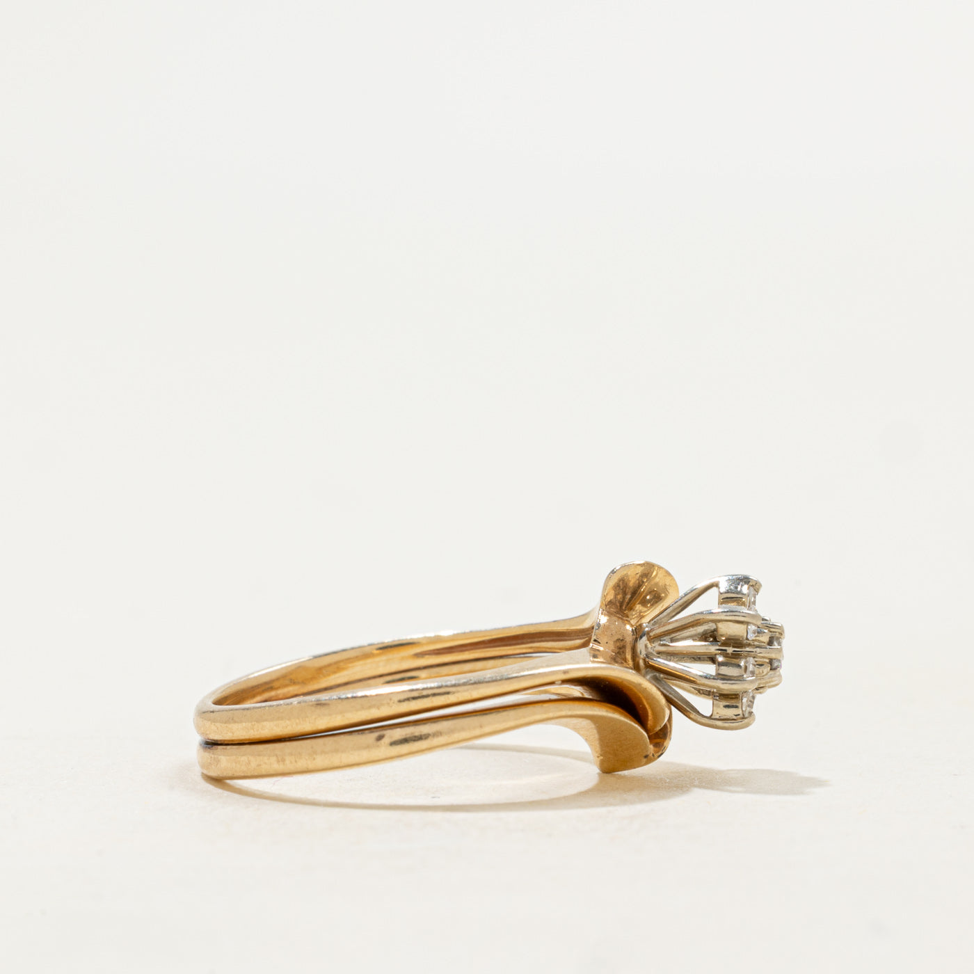 'Birks' 14k Diamond Petal Cluster Soldered Ring Set | 0.09ctw | SZ 4.75