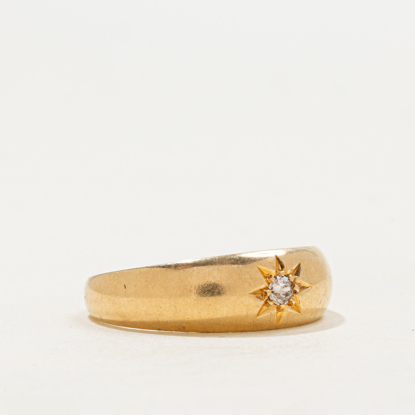 1904 Birmingham 18k Star Set Old Mine Cut Diamond Band | 0.07ctw | SZ 8