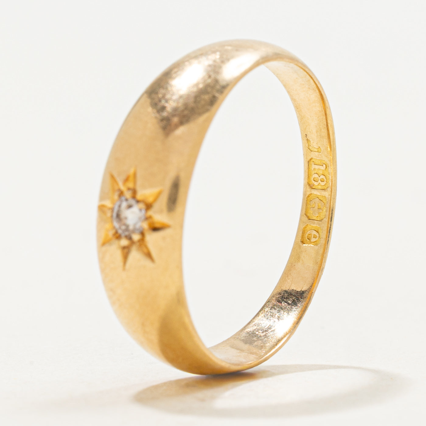 1904 Birmingham 18k Star Set Old Mine Cut Diamond Band | 0.07ctw | SZ 8