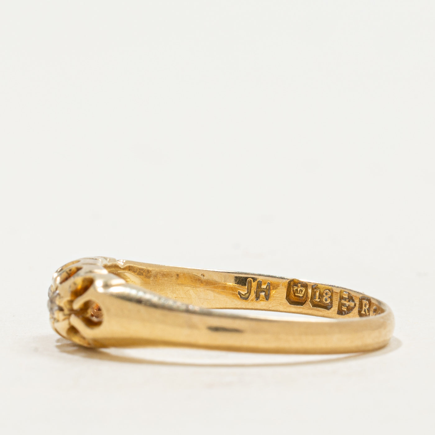 1900 Chester Three Stone Diamond Boat Ring | 0.28ctw | SZ 7