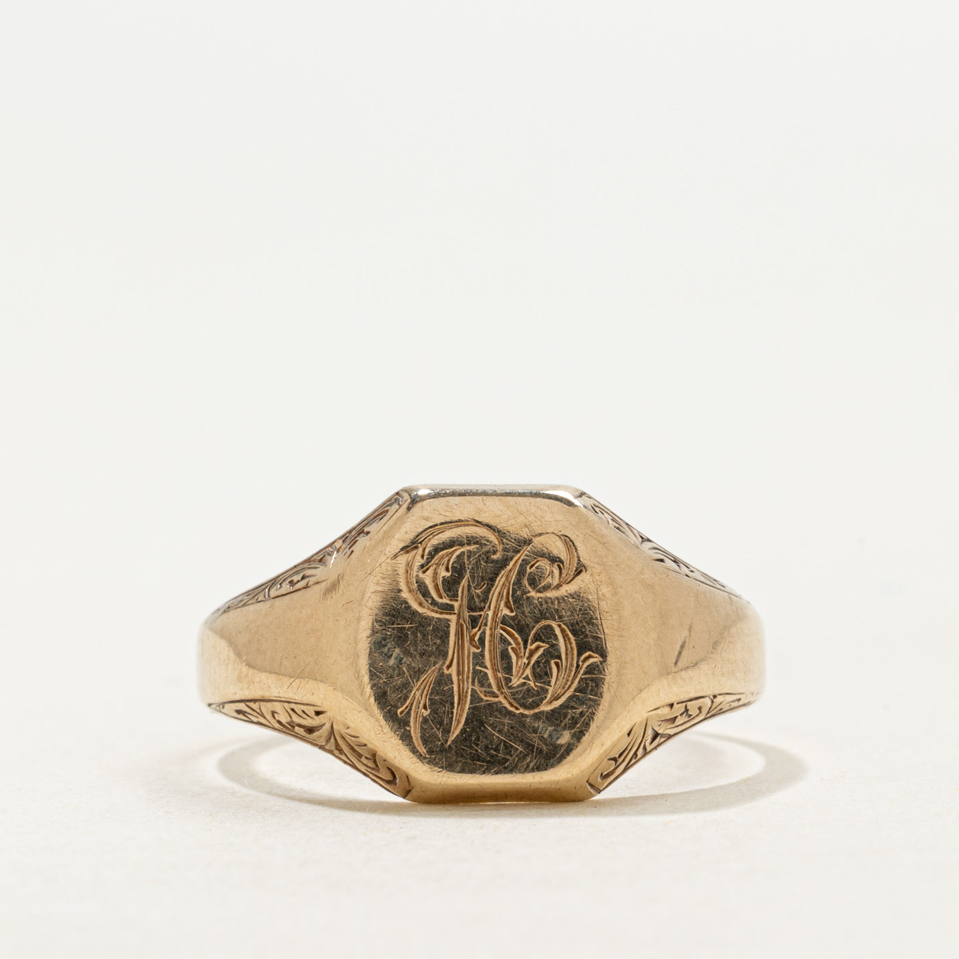 Birmingham 9k Yellow Gold "JC" Initial Signet Ring | SZ 8