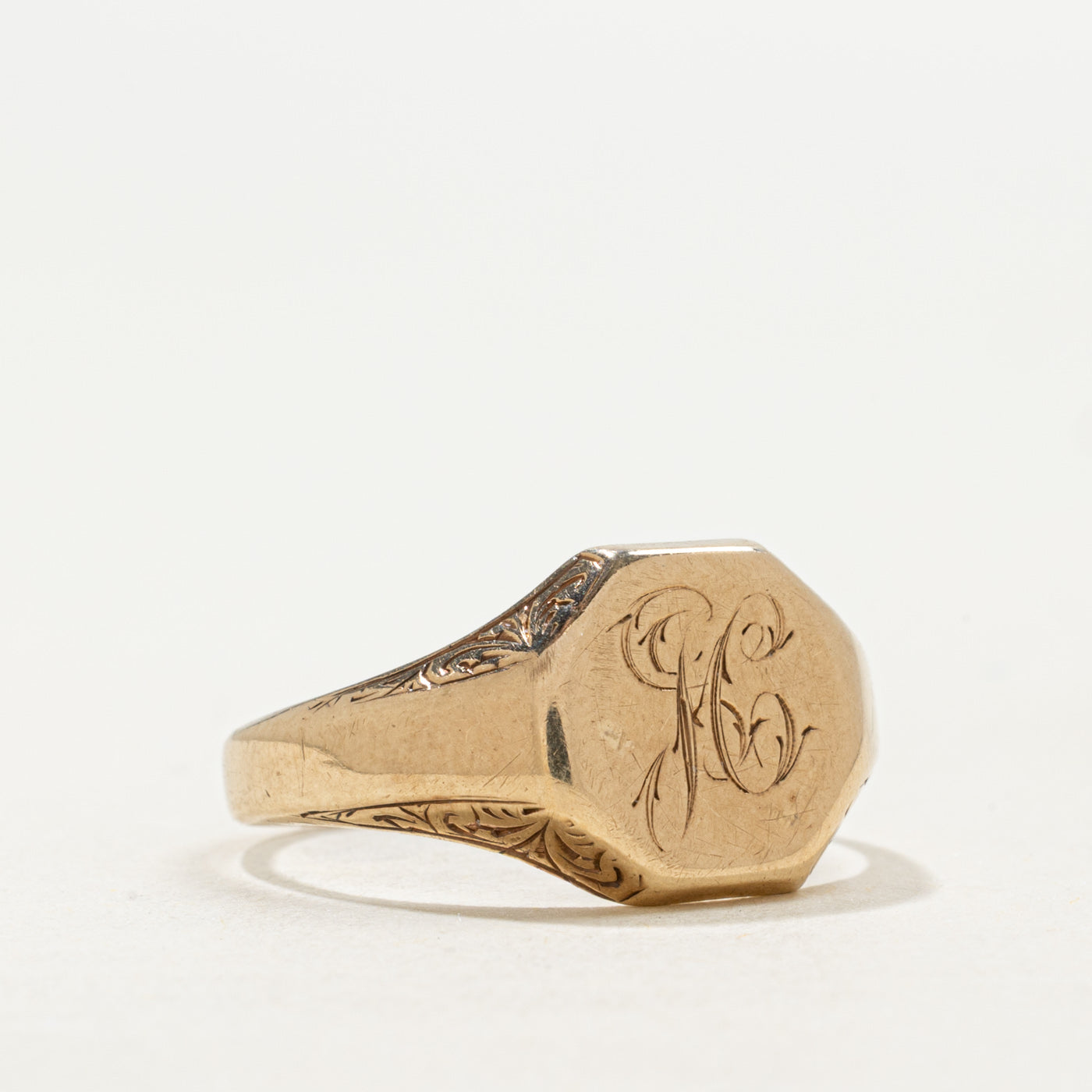 Birmingham 9k Yellow Gold "JC" Initial Signet Ring | SZ 8