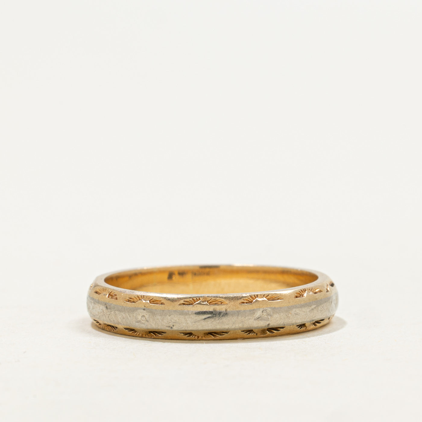 Vintage Canadian Two Tone Gold Textured Band | 3.39mm | SZ 6