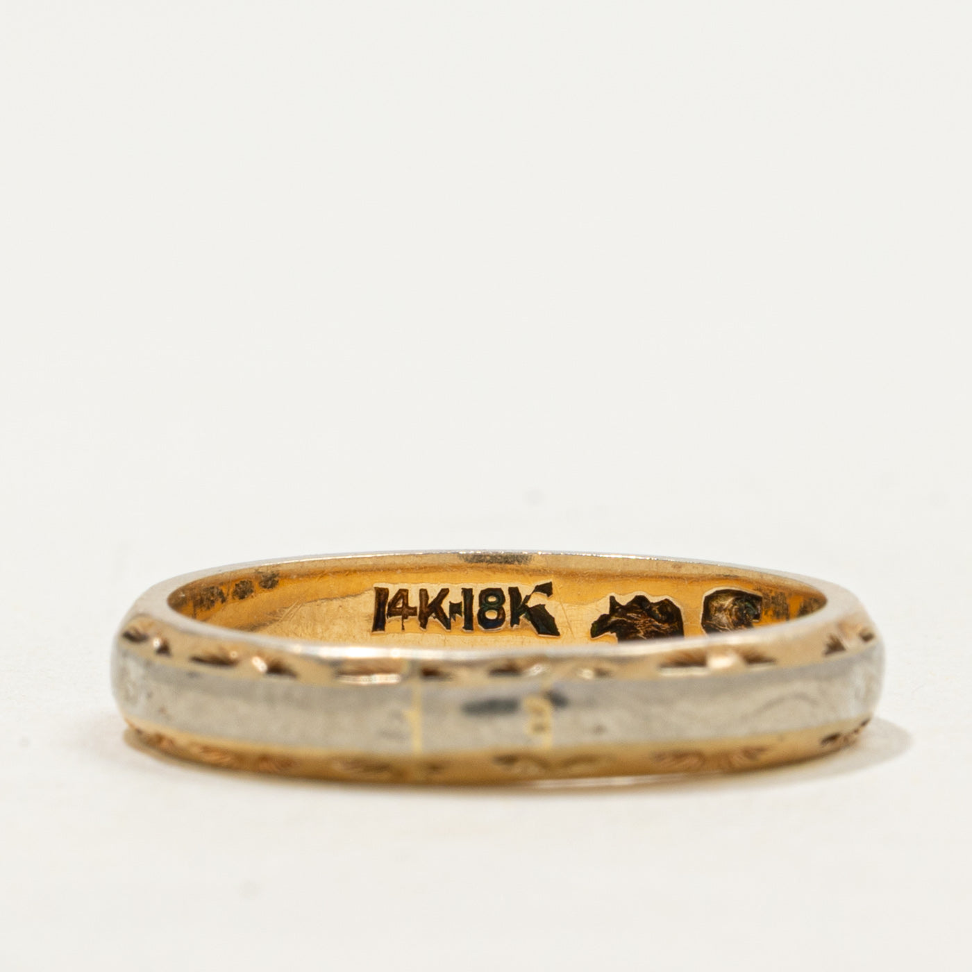 Vintage Canadian Two Tone Gold Textured Band | 3.39mm | SZ 6