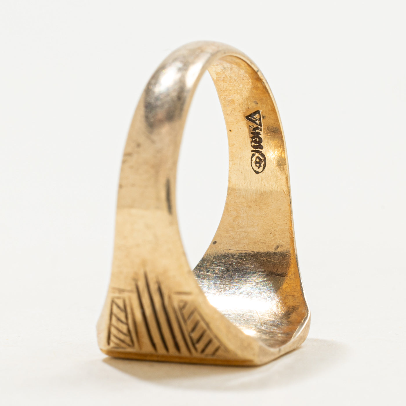 Vintage Canadian 10k "JMC" Initial Engraved Signet Ring | 0.01ct | SZ 10.25