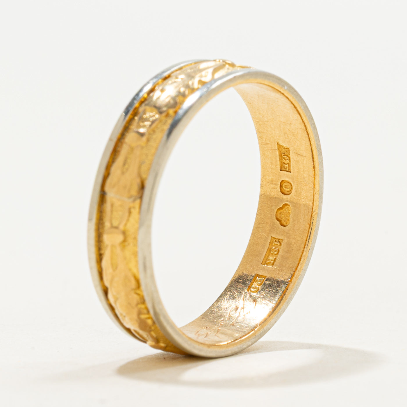 1965 Swedish 18k Two Tone Gold Embossed Band | 5.38mm | SZ 9