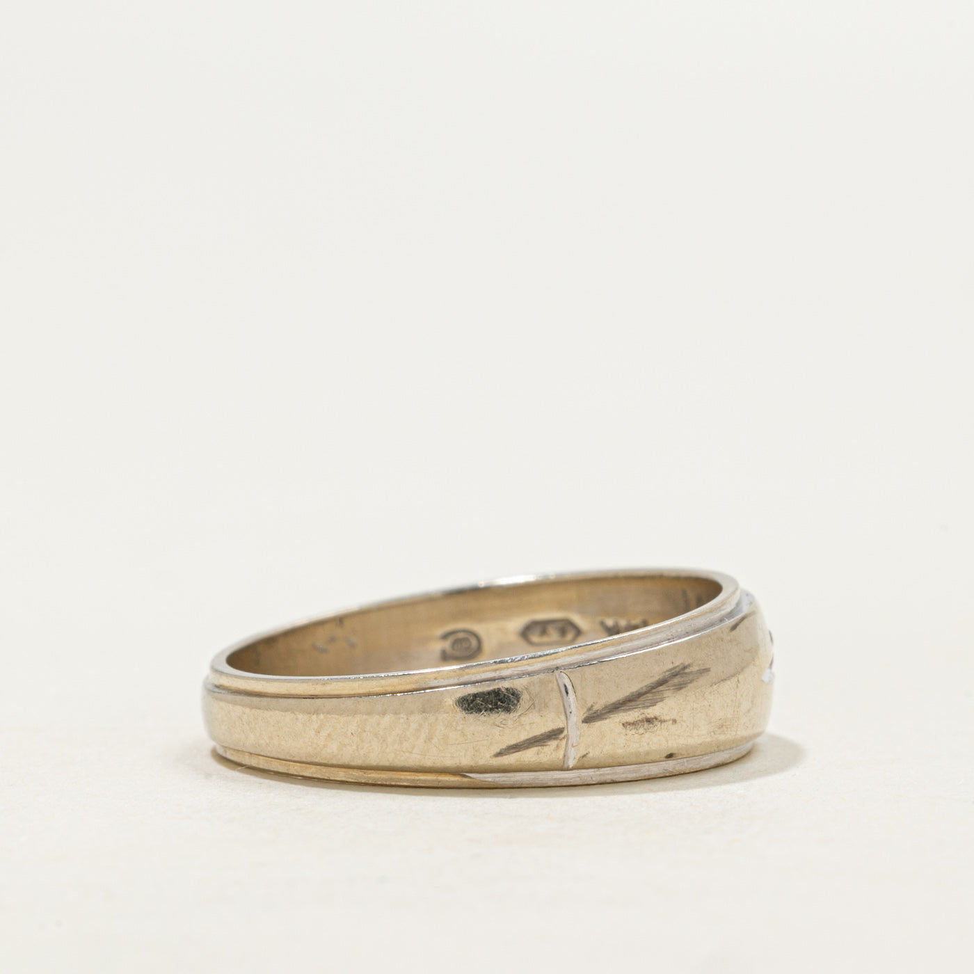 Vintage Canadian 14k White Gold Star Set Diamond Band | SZ 7.5