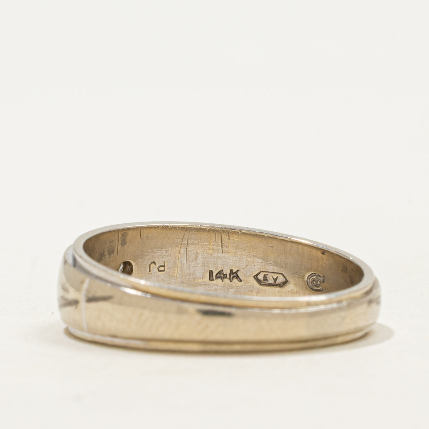 Vintage Canadian 14k White Gold Star Set Diamond Band | SZ 7.5