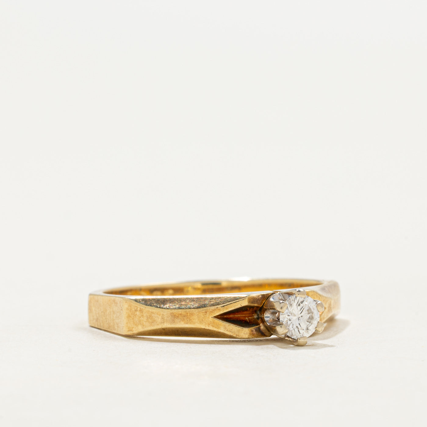 14k Solitaire High Set Diamond Ring | 0.15ct | SZ 7.5