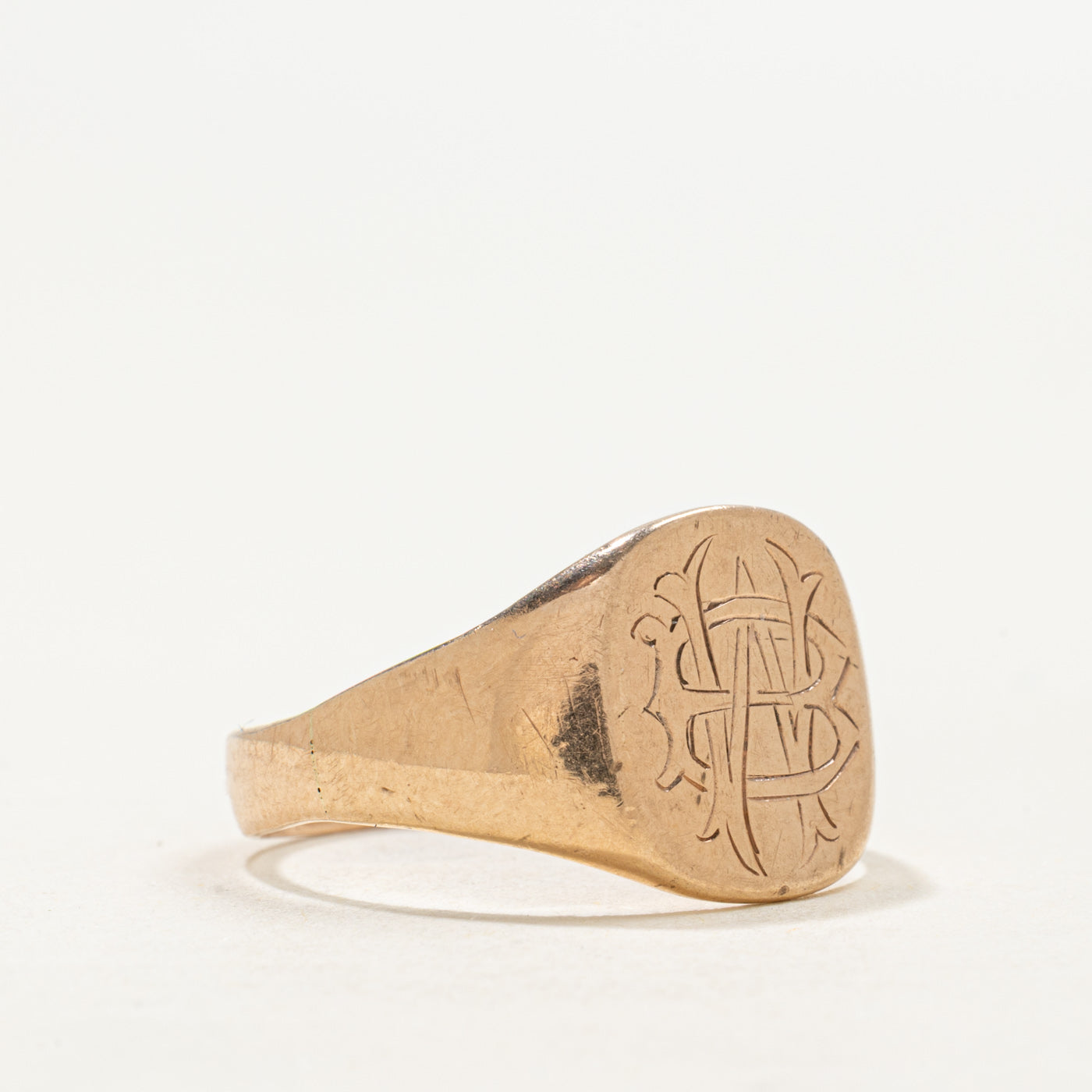 Bague chevalière initiale « WB » en or jaune 9 carats, Birmingham, 1916 | Taille 9