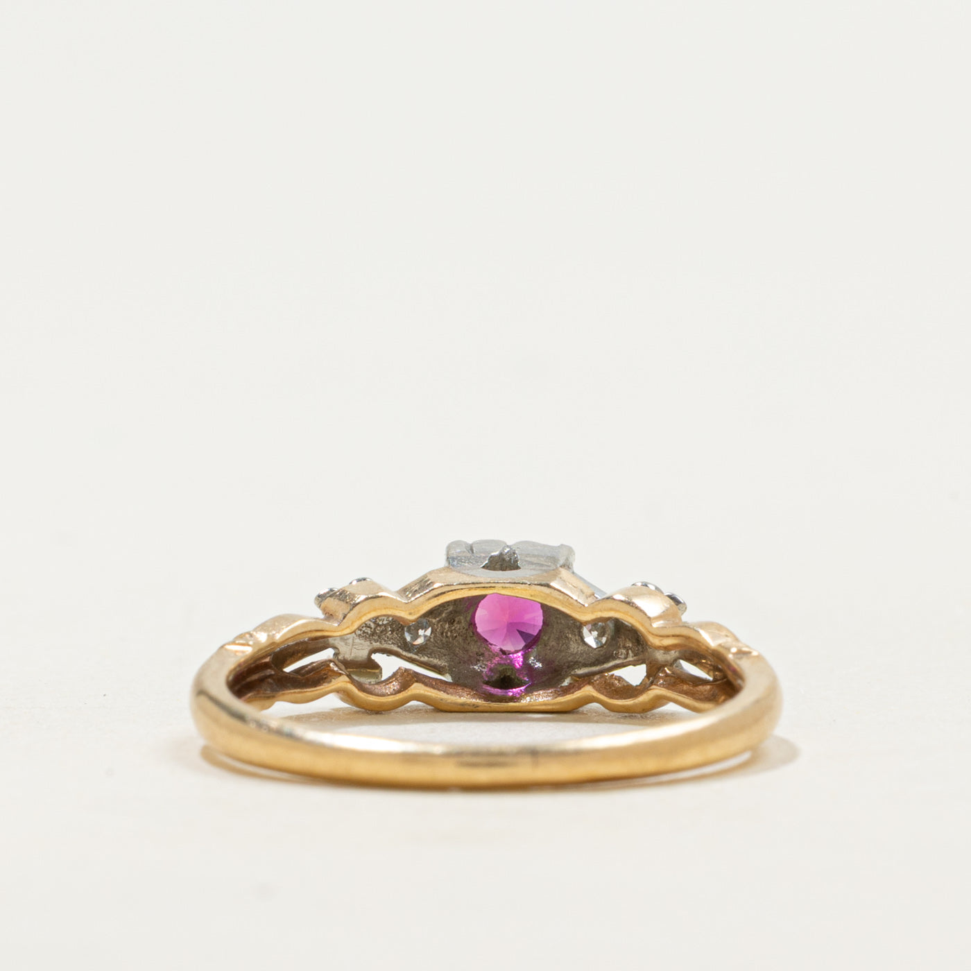 Canadian Synthetic Ruby & Natural Diamond Ring | 0.13ct, 0.02ctw | SZ 4.75