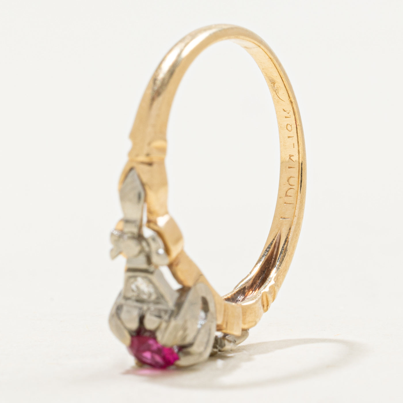 Canadian Synthetic Ruby & Natural Diamond Ring | 0.13ct, 0.02ctw | SZ 4.75