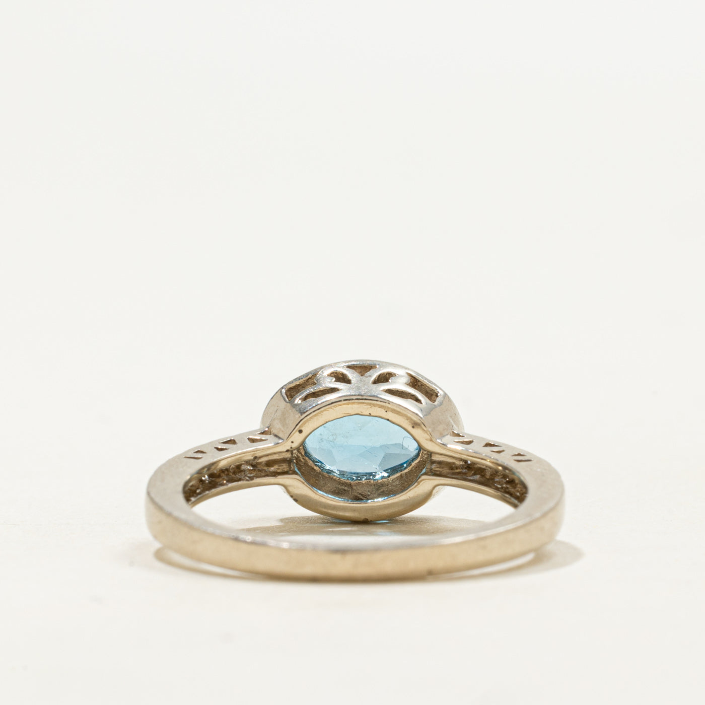 Canadian 14k East West Topaz & Diamond Halo Ring | 0.72ct, 0.12ctw | SZ 7