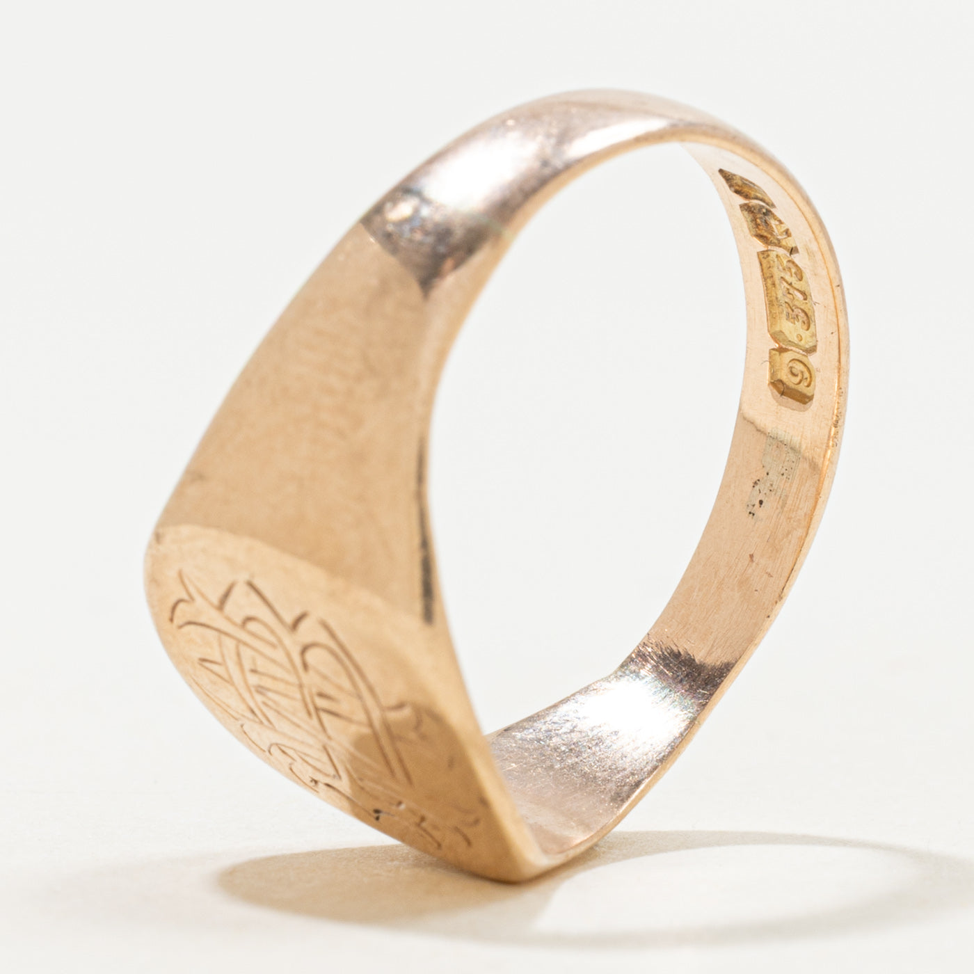 Bague chevalière initiale « WB » en or jaune 9 carats, Birmingham, 1916 | Taille 9