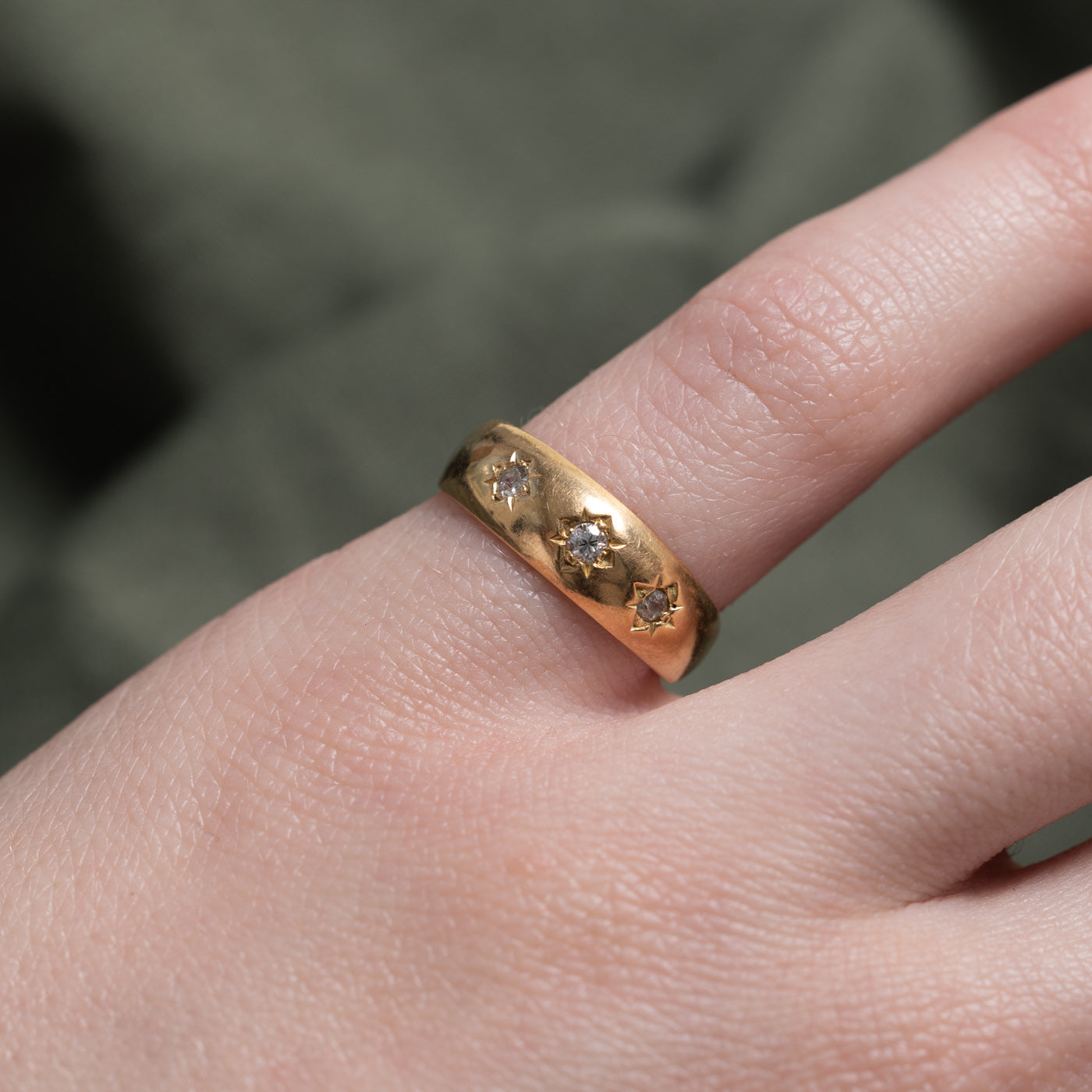 1893 Birmingham Three Stone Old European Cut Diamond Band | 0.06ctw | SZ4.75