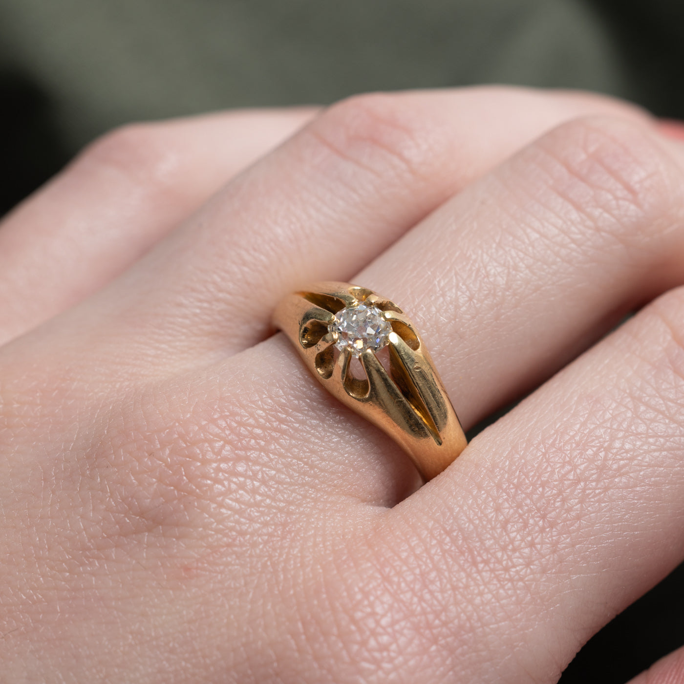 1896 London 18k Belcher Set Diamond Ring | 0.60ct | SZ 7.5