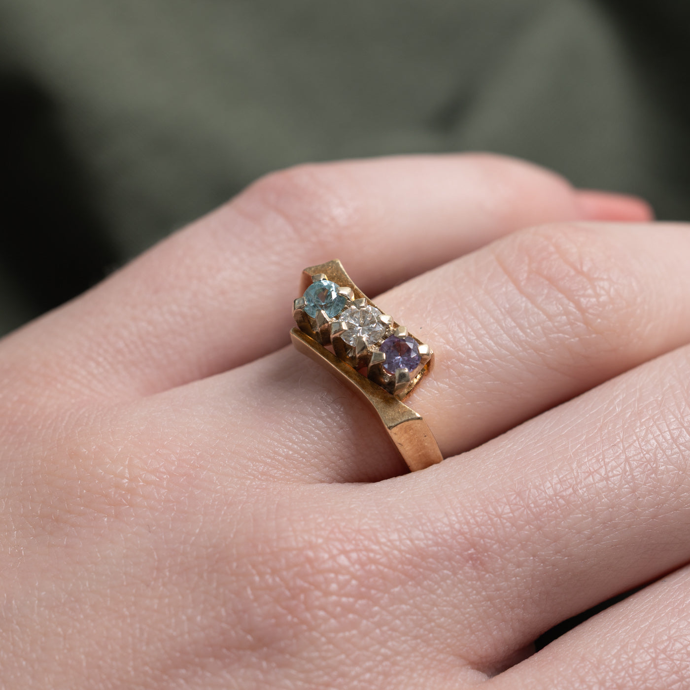 Vintage Canadian Three Stone Bypass Ring | 0.22ct, 0.38ctw | SZ 5