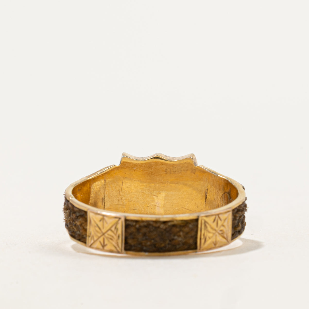 1906 Chester Sentimental Hairwork Crest Ring | SZ 8.25