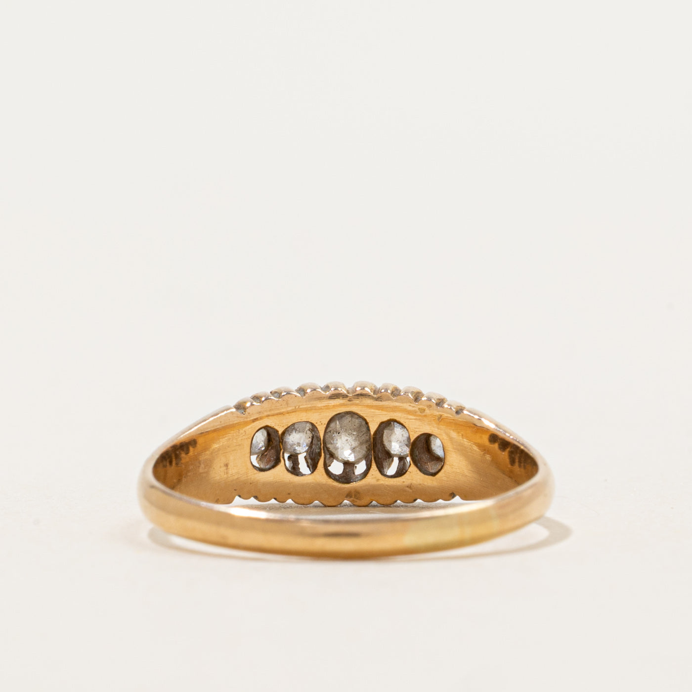 Birmingham Victorian Old Mine Diamond Raised Gallery Boat Ring | 0.15 ctw |