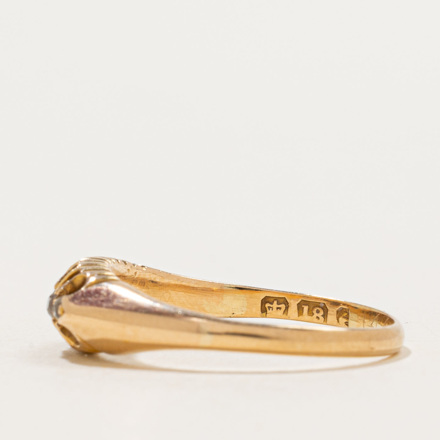 Birmingham Victorian Old Mine Diamond Raised Gallery Boat Ring | 0.15 ctw |