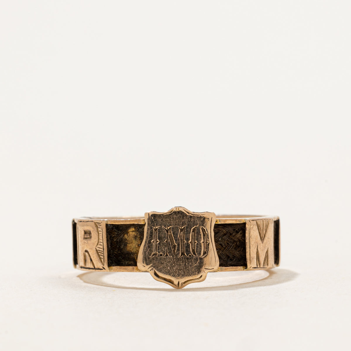 1916 Chester Sentimental Hairwork ‘MOTHER’ Crest Ring | SZ 9