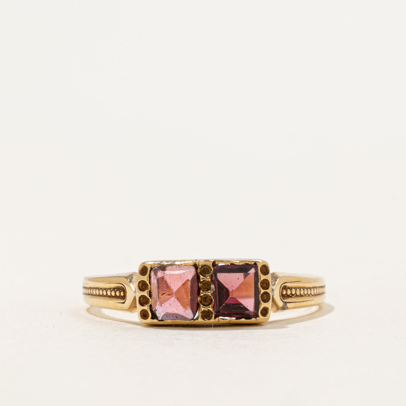Art Deco Two-Stone Rectangle Cut Garnet Ring | 0.6ctw |  SZ 9.25