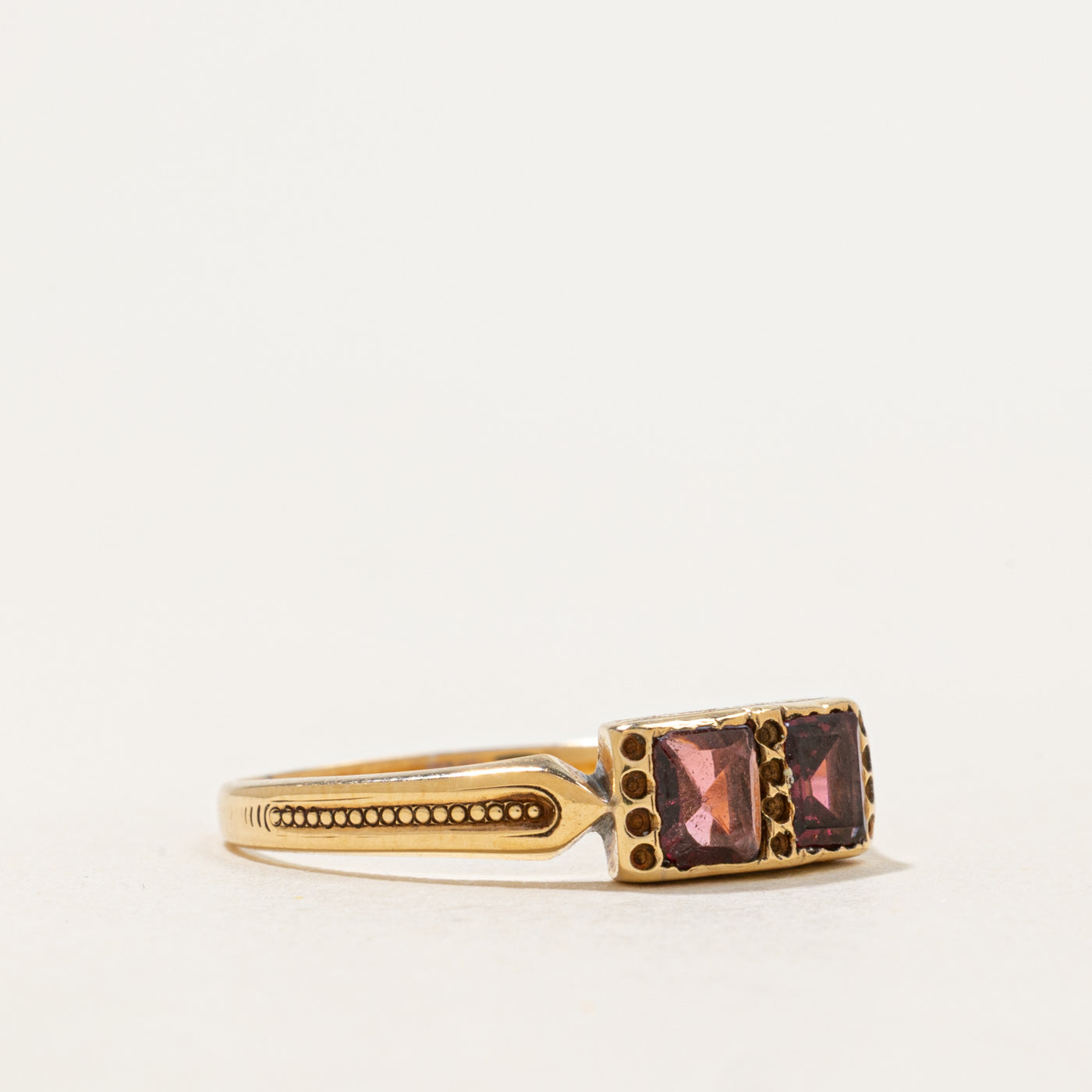 Art Deco Two-Stone Rectangle Cut Garnet Ring | 0.6ctw |  SZ 9.25